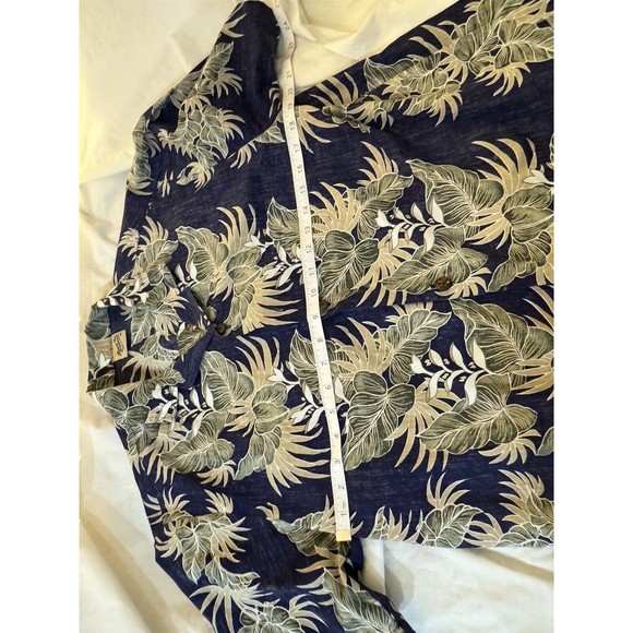 Royal Creations Hawaiian Shirt Mens Medium Reverse Print Aloha Floral Blue Green - Picture 7 of 7